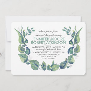 Invitación Laurel Wreath Watercolor Ensayo Cena