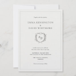 Invitación Laurel Wreath y Escudo Minimalista Elegante Boda