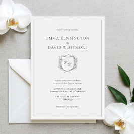 Invitación Laurel Wreath y Escudo Minimalista Elegante Boda