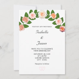 Invitación Laurel y Rosas Flores Boda