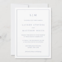 Lauren Dusty Blue Monograma Elegante Boda