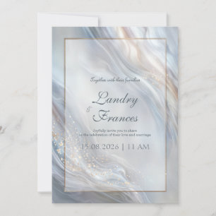 Invitación Lava Gris Fluido Mármol Dorado Boda