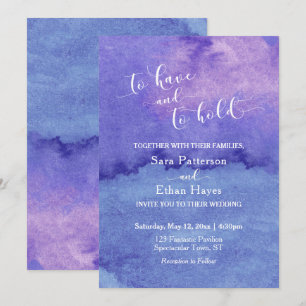 Invitación Lavado de Acuarela Púrpura, Para Tener y Retener