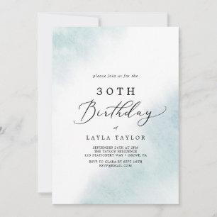 Invitación Lavado de color de agua Azul 30 cumpleaños