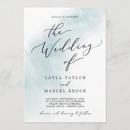 Invitación Lavado de color de agua | Azul El Boda De