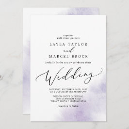 Invitación Lavado de color de agua | Boda morado