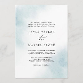 Invitación Lavado de color de agua | Boda tradicional azul