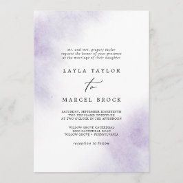 Invitación Lavado de color de agua | Boda tradicional morado