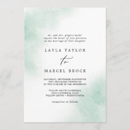 Invitación Lavado de color de agua | Boda tradicional verde