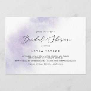 Invitación Lavado de color de agua Ducha Morada Horizontal