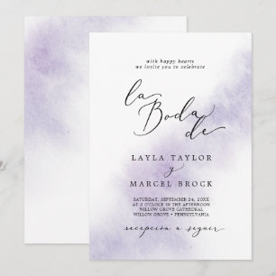 Invitación Lavado de color de agua Purple La Boda De Boda