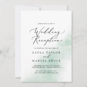 Invitación Lavado de color de agua  Recepción de boda verde