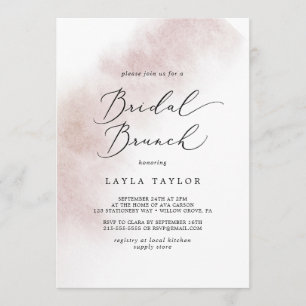 Invitación Lavado de color de agua   Rubor Bridal Brunch