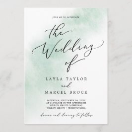Invitación Lavado de color de agua | Verde El Boda De