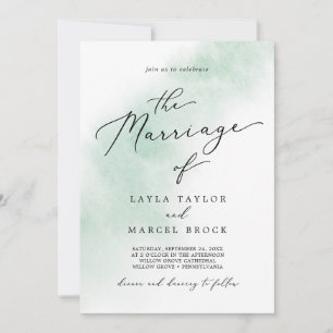 Invitación Lavado de color de agua   Verde El Matrimonio De