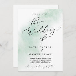 Invitación Lavado de color de agua | Verde Todo En Un Boda