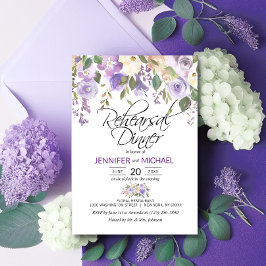 Invitación Lavanda acuarela Floral Mención Purple REHEARSAL