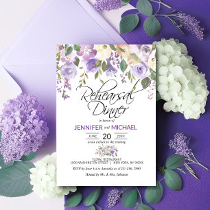 Invitación Lavanda acuarela Floral Mención Purple REHEARSAL