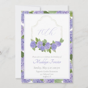 Invitación Lavanda acuarela Hydrangea 70º cumpleaños
