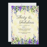 Invitación Lavanda acuática Amarillo 30 y fabuloso cumpleaños<br><div class="desc">Treinta y fabulosa invitación a la fiesta de cumpleaños número 30 con bonito,  lavanda estilo boho y acuarela morada floral sobre un fondo amarillo.</div>