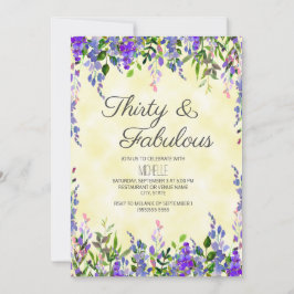 Invitación Lavanda acuática Amarillo 30 y fabuloso cumpleaños