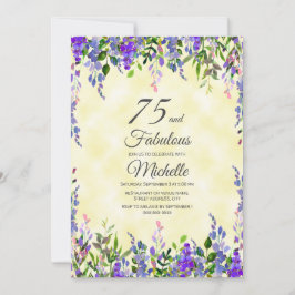 Invitación Lavanda acuática Amarillo 75 y fabuloso cumpleaños
