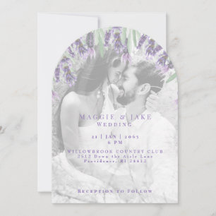Invitación Lavanda acuática Boda arcaico de foto en blanco y