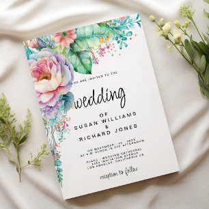 Invitación Lavanda acuática boda floral de coral de menta ros