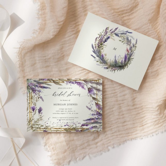Invitación Lavanda acuática Floral Regal Bridal Shower (Subido por el creador)