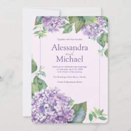 Invitación Lavanda acuática Hydrangea Fern deja Boda