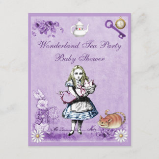 Invitación Lavanda Alicia en la fiesta del té Baby Shower del