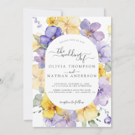 Invitación Lavanda Amarillo Lilac Floral Monograma Boda