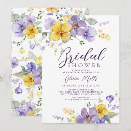 Invitación Lavanda Amarillo Lilac Morado Floral Ducha de novi