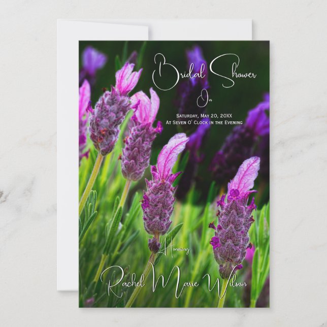 Invitación Lavanda, amor y devoción, ducha de Boda, (Anverso)