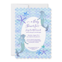 Lavanda azul Mermaid Watercolor Bebé Chica Ducha
