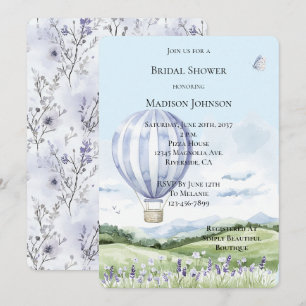 Invitación Lavanda Balón de aire caliente Ducha de novia flor