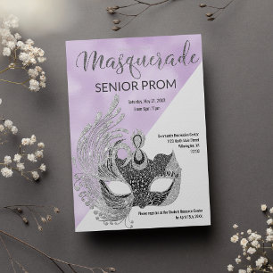 Invitación Lavanda blanca brillo Mascarada Promoción 