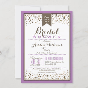 Invitación Lavanda, blanca y ducha marrón moderna de novias