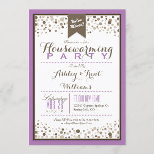Invitación Lavanda, blanco y Fiesta de Calentamiento de la Ca