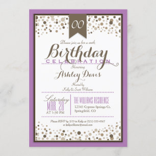 Invitación Lavanda, blanco y fiesta de cumpleaños moderna de