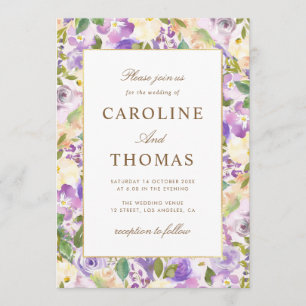Invitación lavanda boda floral