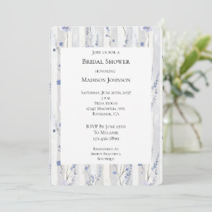 Invitación Lavanda bonito Tiras Florales Blancas Ducha Bridal