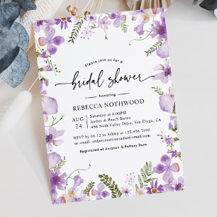 Invitación Lavanda Botánica Lilac Florals Bridal Shower