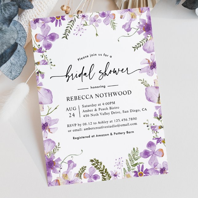 Invitación Lavanda Botánica Lilac Florals Bridal Shower (Subido por el creador)