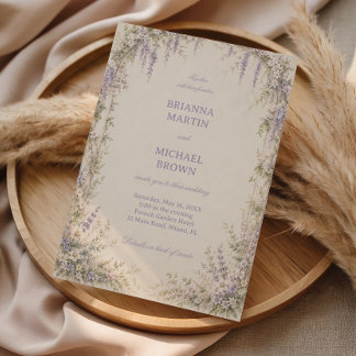 Invitación Lavanda Botánica Vintage