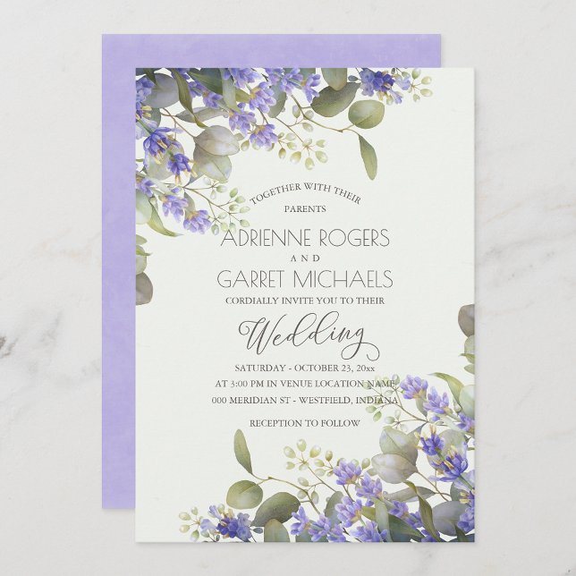 Invitación Lavanda con Boda de la vegetación Eucalyptus (Subido por el creador)