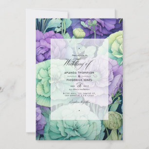 Invitación Lavanda con Boda de Primavera Floral Verde
