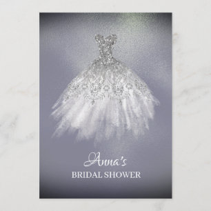 Invitación *~* Lavanda con vestido blanco dorado ducha de nov