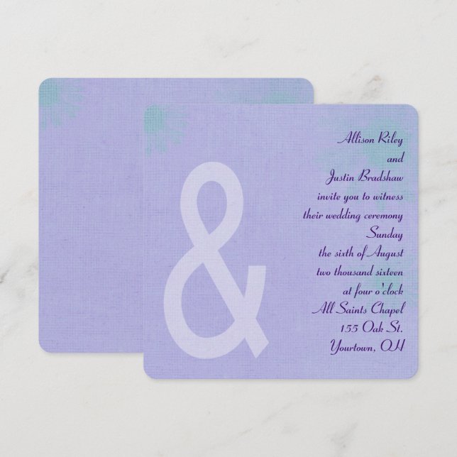 Invitación Lavanda contemporánea (Anverso / Reverso)