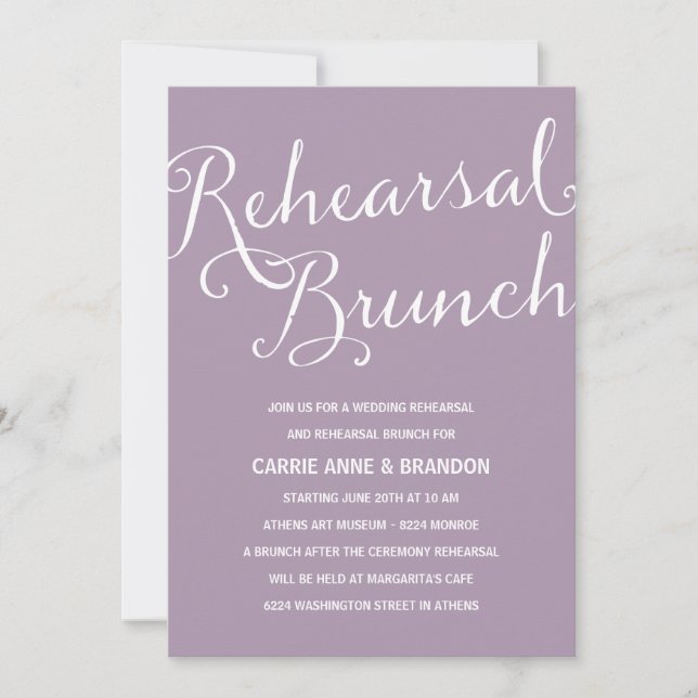 Invitación Lavanda de bonito | Brunch de ensayo de caligrafía (Anverso)